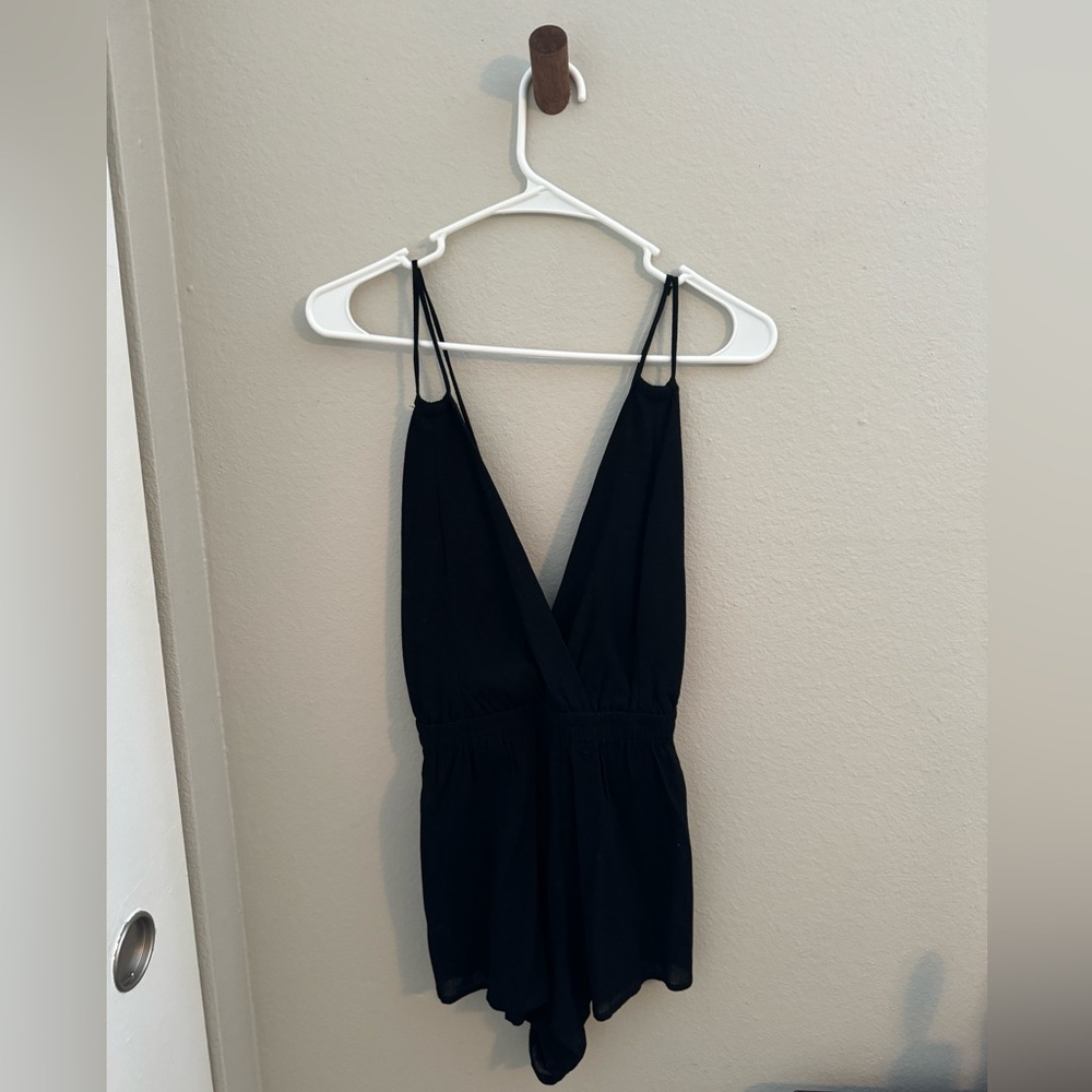 Lulu’s Black Strappy Swim Cover-Up Romper